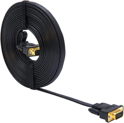 15M Ultra Thin Flat Type Computer Monitor VGA Cable Standard 15 Pin Male to Male VGA Wire 50 Feet