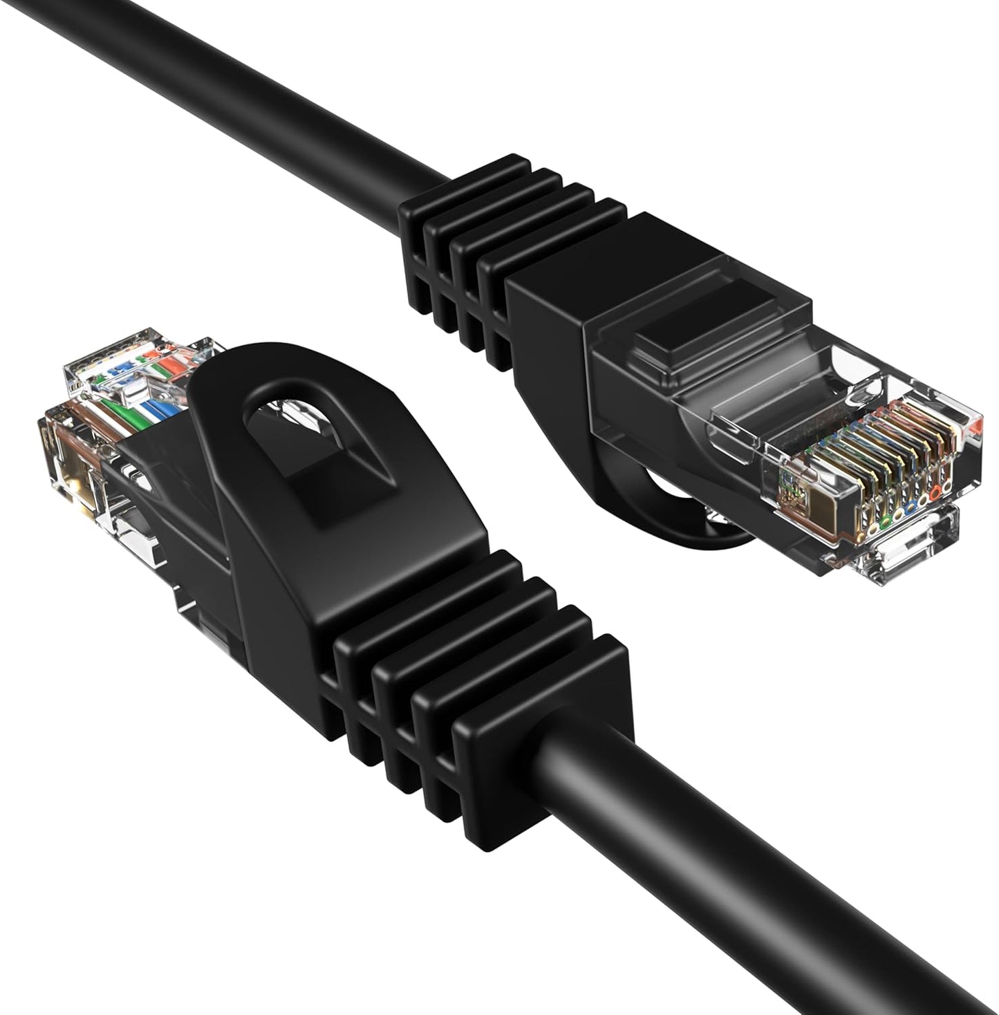 100Ft Black Cat5E Ethernet Network Patch Cable Internet Wire for Modem, Router, Pc, TV, Consoles