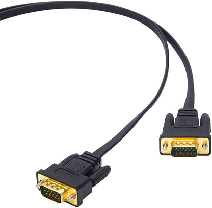 15M Ultra Thin Flat Type Computer Monitor VGA Cable Standard 15 Pin Male to Male VGA Wire 50 Feet