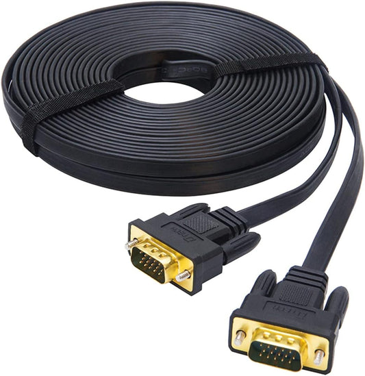 15M Ultra Thin Flat Type Computer Monitor VGA Cable Standard 15 Pin Male to Male VGA Wire 50 Feet