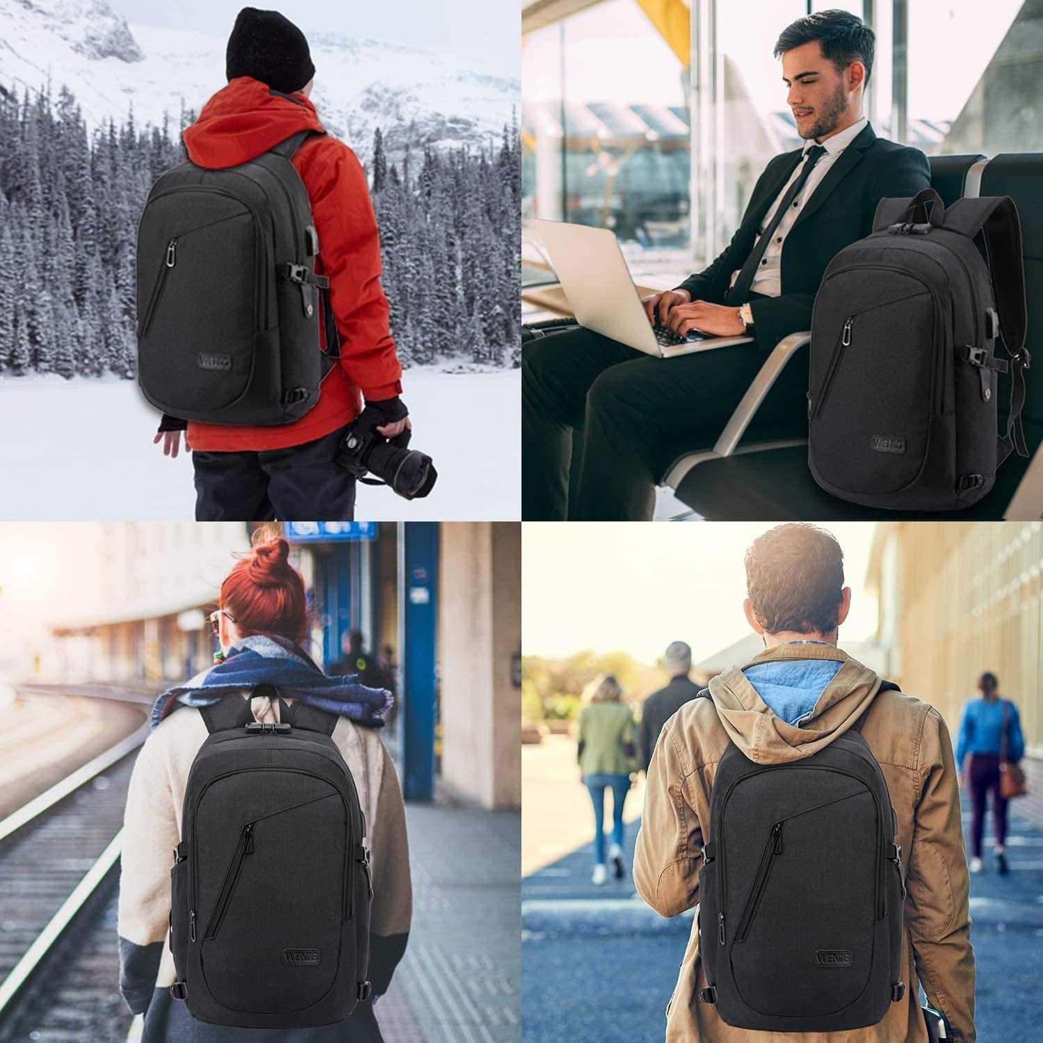 Laptop Backpack,Business Travel anti Theft Backpack Gift for Men Women with USB Charging Port Lock,Slim Durable Water Resistant College School Bookbag Computer Bag Fits 15.6 Inch Laptop Notebook