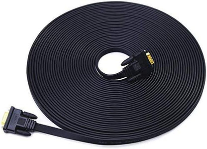 15M Ultra Thin Flat Type Computer Monitor VGA Cable Standard 15 Pin Male to Male VGA Wire 50 Feet