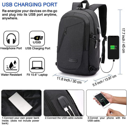 Laptop Backpack,Business Travel anti Theft Backpack Gift for Men Women with USB Charging Port Lock,Slim Durable Water Resistant College School Bookbag Computer Bag Fits 15.6 Inch Laptop Notebook