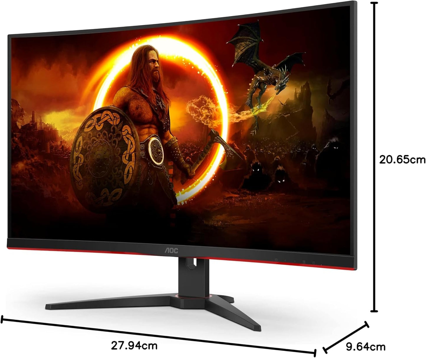 C32G2 32" Curved Frameless Gaming Monitor FHD, 1500R Curved VA, 1Ms, 165Hz, Freesync, Height Adjustable, 3-Year Zero Dead Pixel Policy, Black