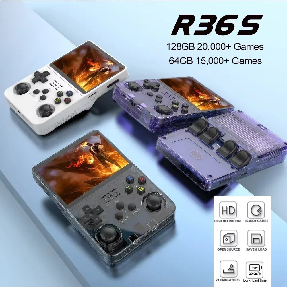 Open Source R36S R36H Video Game Console Linux System 3.5Inch IPS Screen Orange Portable Pocket Video Player 64G R36S MAX