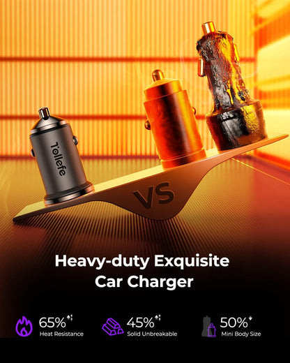 Dual USB C Car Charger Adapter,  90W Super Fast Type C Car Charger [All Metal], Smallest Cigarette Lighter USB Charger Car Fast Charing for Iphone 15/14/13 Pro Max, Samsung S23/22, Ipad Pro